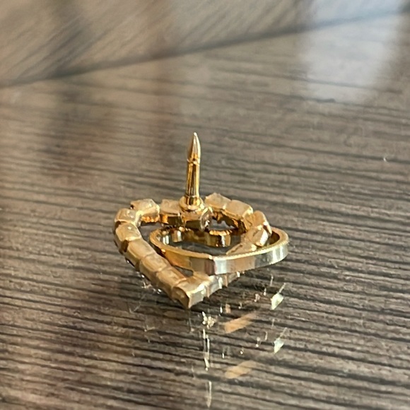 Vintage Interlocking Heart Grey Rhinestone Pin - Picture 8 of 16